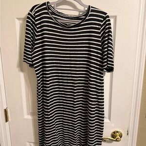 Eileen Fisher Black and White Striped Midi Dress